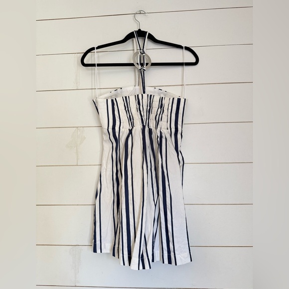 Emporio Armani Babydoll Striped Strappy Summer Dress White Navy - Picture 9 of 11